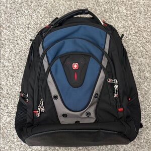 SwissGear Black and Blue Wenger Backpack with Durable Design